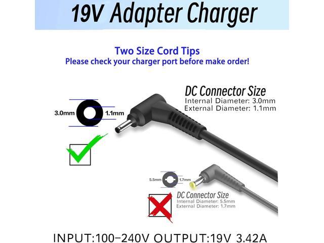 19V 3.42A Laptop Charger, 65W Replacement Power Cord & AC Adapter Supply Copmatible with Aspire 5 3 1 / Spin 3 / N20c5 Chromebook C738T C740 Swift...