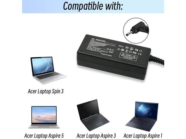 19V 3.42A Laptop Charger, 65W Replacement Power Cord & AC Adapter Supply Copmatible with Aspire 5 3 1 / Spin 3 / N20c5 Chromebook C738T C740 Swift...
