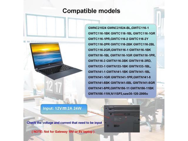 for Gateway Laptop Charger Fit (Model for GWTC116-2BL,GWTN156-11BK,GWTC116-2BK,GWNC21524-BL,GWTC116 GWTN156 GWTN116 GWNC21524 GWTN133 GWTN141...