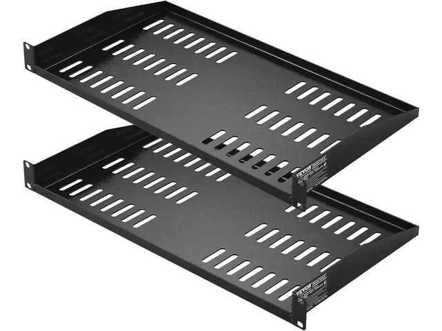 VEVOR 2PCS 1U Server Rack Shelf, Universal Vented Rack Mount Cantilever Tray for 19 inch Network Equipment Rack & Cabinet, 10' Deep Rack Mount...