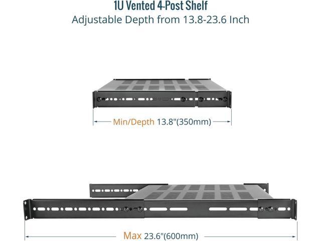 Tecmojo 1U 4-Post Vented Server Rack Mount Shelf,13.8in Deep with Adjustable Depth 13.8-23.6inch,Supports to 242 lbs,Universal Tray for 19 Inch...