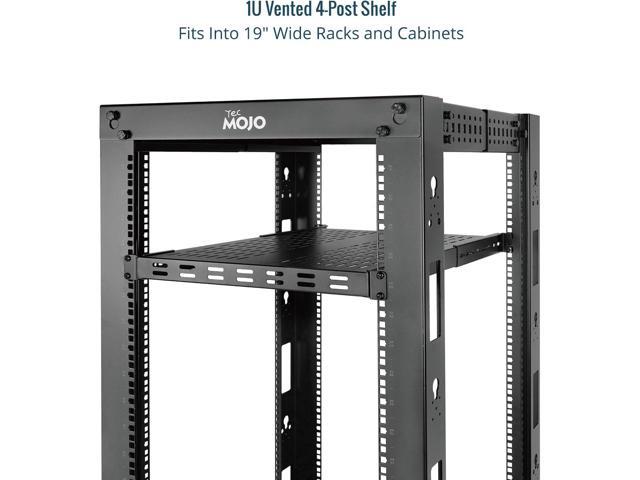 Tecmojo 1U 4-Post Vented Server Rack Mount Shelf,13.8in Deep with Adjustable Depth 13.8-23.6inch,Supports to 242 lbs,Universal Tray for 19 Inch...