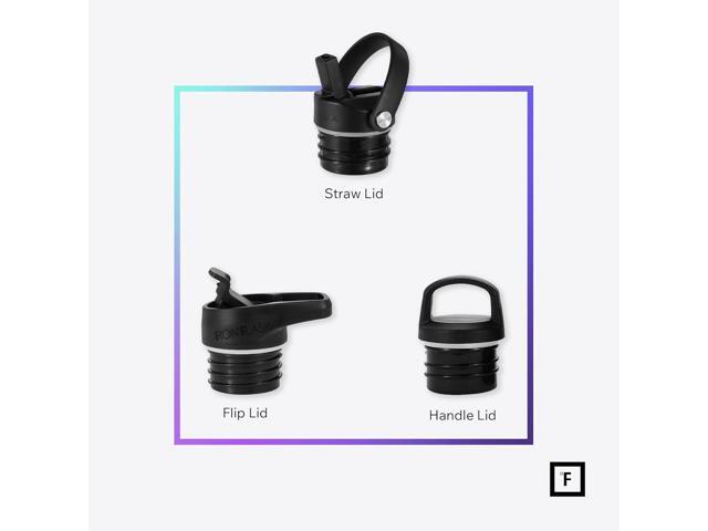 IRON °FLASK Camping & Hiking Hydration Canteens - 3 Lids (Narrow Straw Lid) Leak Proof Vacuum Insulated Stainless Steel - Hot & Cold Double Walled...
