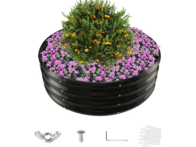 12 Inch Tall 36 Inch Diameter Round Black Raised Garden Bed Kits Outdoor