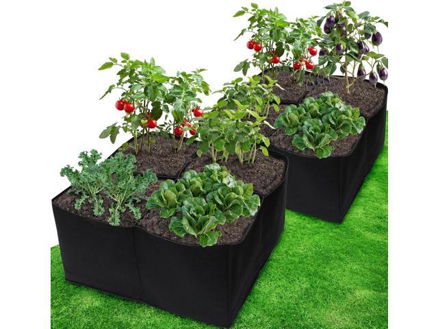 Gardzen 2 Pack Fabric Raised Garden Beds, 2x2x1 FT 4 Grids Grow Bed for Square Foot Gardening, Planting Box for Vegetables, Herbs, Flowers