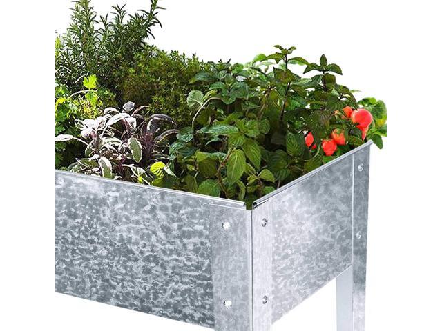 Galvanized Raised Garden Bed for Vegetables Elevated Planter Box with Legs Outdoor Patio Apartment Herb Container Metal