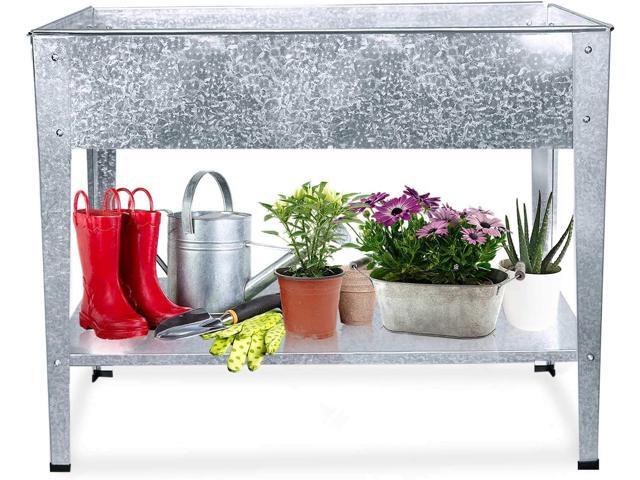 Galvanized Raised Garden Bed for Vegetables Elevated Planter Box with Legs Outdoor Patio Apartment Herb Container Metal