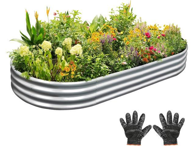 Garden Galvanized Raised Garden Bed Kit - Metal Planter Boxes for Vegetables/Herbs/Flowers, Heavy-Duty Steel Outdoor Garden Box with Reinforced Edges