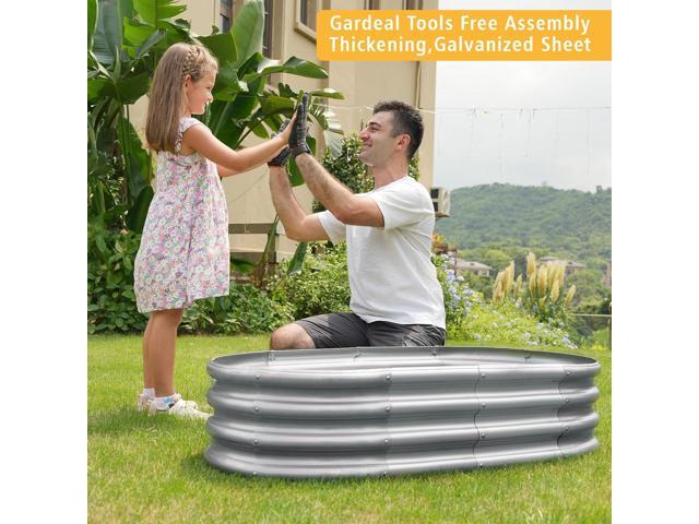 Garden Galvanized Raised Garden Bed Kit - Metal Planter Boxes for Vegetables/Herbs/Flowers, Heavy-Duty Steel Outdoor Garden Box with Reinforced Edges