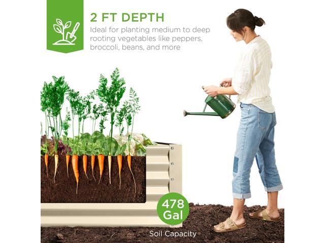 Best Choice Products 8x4x2ft Outdoor Metal Raised Garden Bed, Deep Root Planter Box for Vegetables, Flowers, Herbs, and Succulents w/ 478 Gallon...