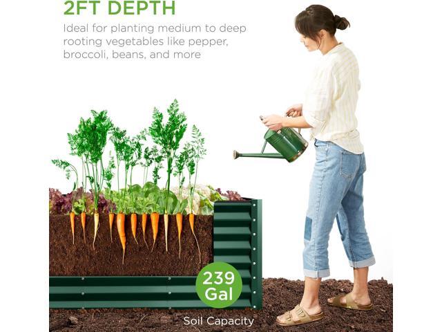 Best Choice Products 8x2x2ft Raised Outdoor Metal Garden Bed, Rectangular Planter Box for Herbs, Flowers, and Deep Root Vegetables w/ 240 Gallon...