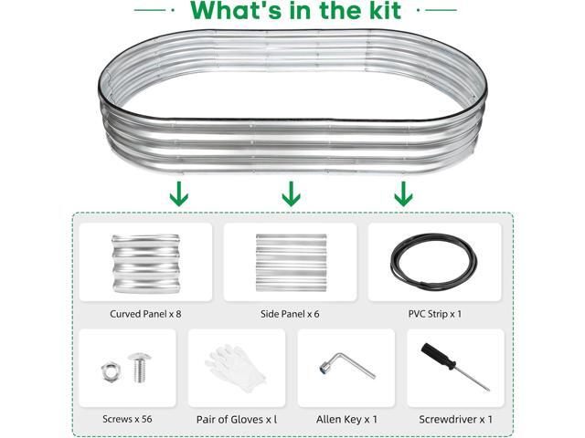JERIA 6×3×1ft Oval Raised Garden Bed,Galvanized Raised Garden Bed Kit Outdoor Metal Gardening Planter Box for Vegetable, Fruits, FlowerHerbs