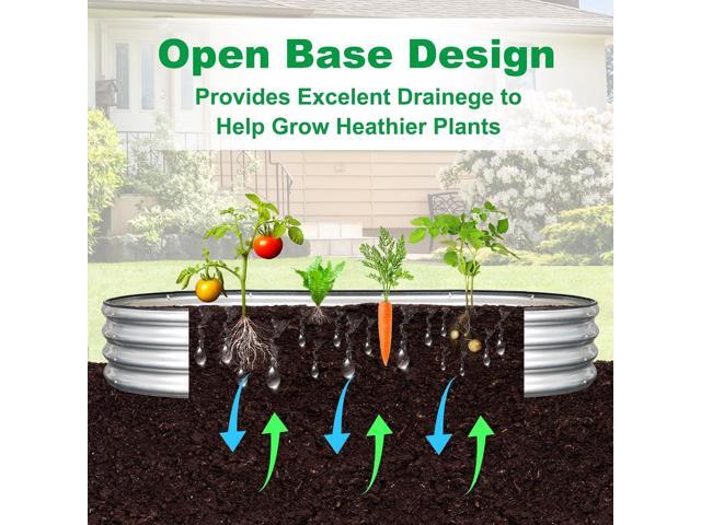 JERIA 6×3×1ft Oval Raised Garden Bed,Galvanized Raised Garden Bed Kit Outdoor Metal Gardening Planter Box for Vegetable, Fruits, FlowerHerbs