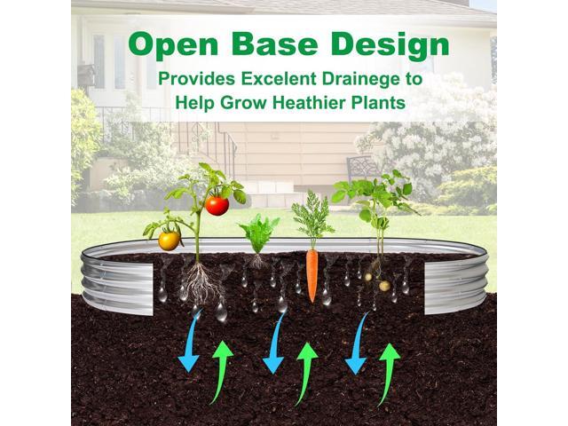 JERIA 8×4×1ft Oval Raised Garden Bed,Galvanized Raised Garden Bed Kit Outdoor Metal Gardening Planter Box for Vegetable, Fruits, FlowerHerbs