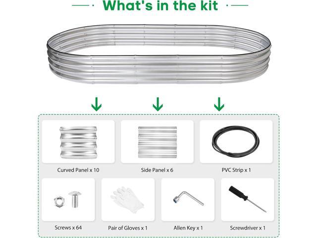 JERIA 8×4×1ft Oval Raised Garden Bed,Galvanized Raised Garden Bed Kit Outdoor Metal Gardening Planter Box for Vegetable, Fruits, FlowerHerbs