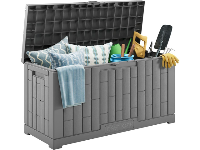 EAST OAK Outdoor Storage Box, 60 Gallon Deck Box Indoor and Outdoor Use, Waterproof Resin Storage Bin for Patio Cushions, Gardening Tools,...