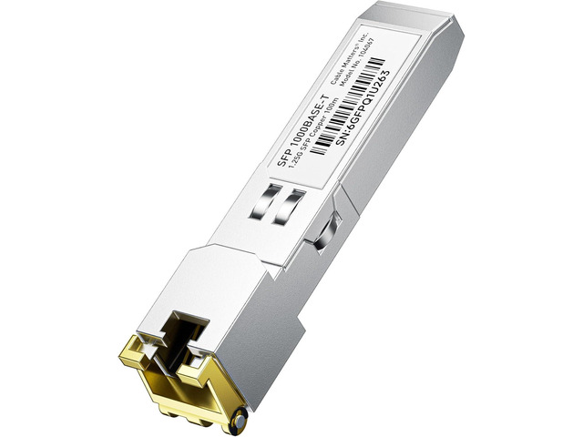 Cable Matters 1000BASE-T Gigabit SFP to RJ45 Copper Ethernet Transceiver Module for Cisco, Ubiquiti, TP-Link, Netgear, MikroTik, and Supermicro...