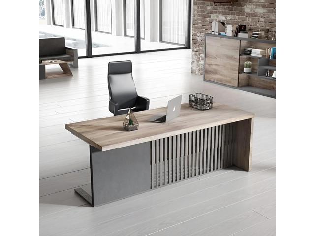 63' Executive Office Desk with Stainless Steels Sturdy Frame( 63×31.5×30 in)
