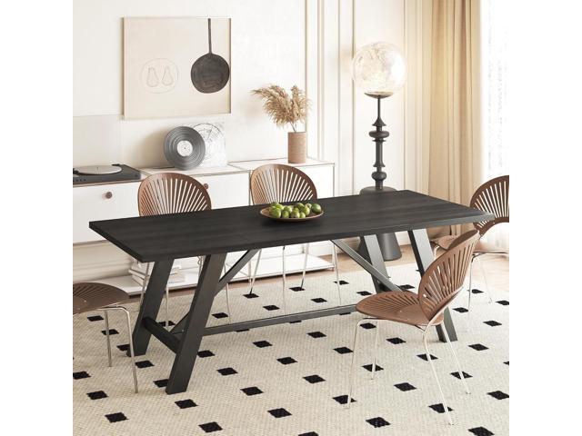70.8' Large Modern Dining Table with Sturdy Iron Legs for 6 People