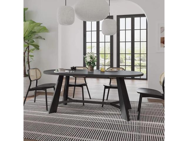 70.86' Oval Rustic Dining Table with Sturdy Tapered Legs