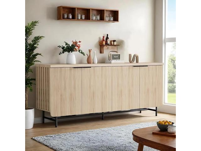 Vivvoo 68.1' Mid-Century TV Stand with Vintage Cabinet w/ Doors