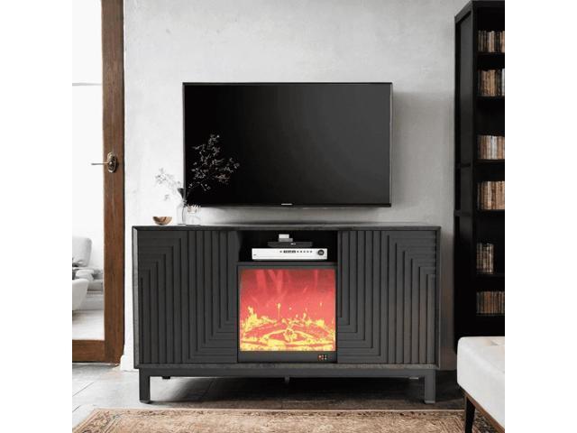 58.27' TV Stand with Stylish Storage 18' Electric Fireplace for Living Room or Bedroom