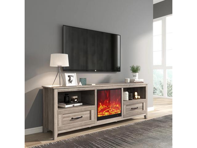 70' Fireplace TV Stand Entertainment Center with 18' Electric Fireplace