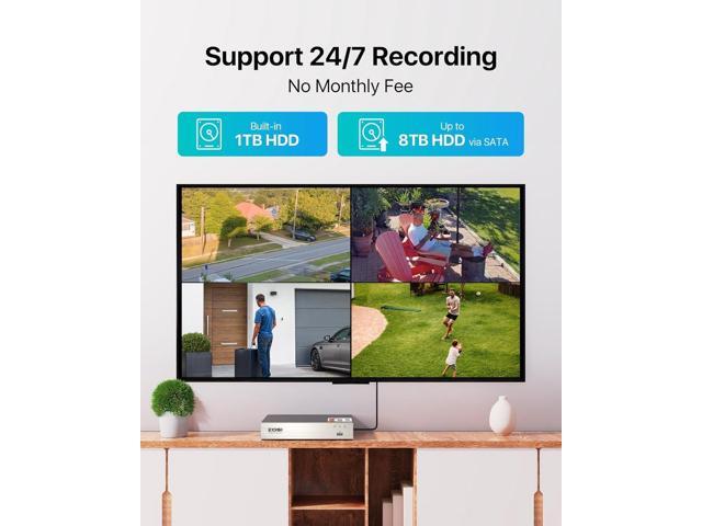 ZOSI 8CH 3K Lite Home Security Camera System with 1TB HDD,AI Human Vehicle Detection,Night Vision,4pcs 1080P Indoor Outdoor Surveillance...