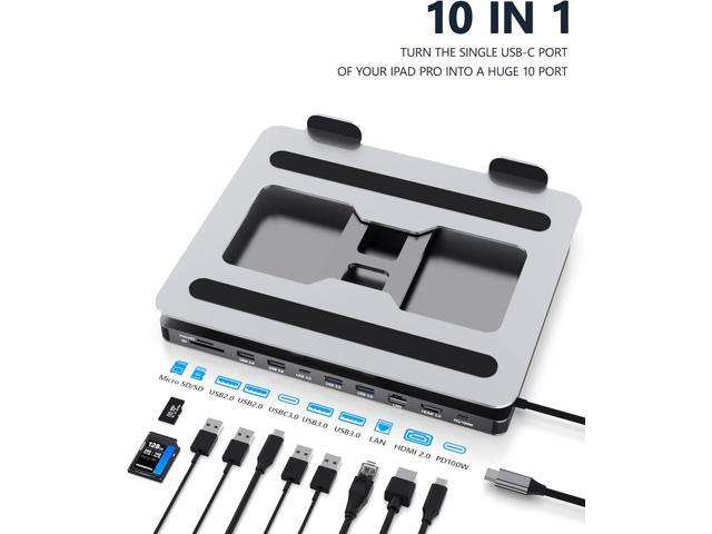 USB C Hub Stand for MacBook Pro, 10 in 1 Adapter for MacBook Air Docking Station with 4K 60Hz HDMI, RJ45 Gigabit Ethernet, SD/TF Card Reader, 4 USB...