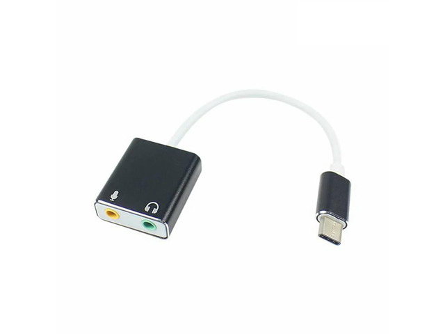 FOR USB C to 3.5mm Audio Jack Headphone Mic Sound Adapter for PC, 7.1 External Type C USB Sound Card for book Pro Air.