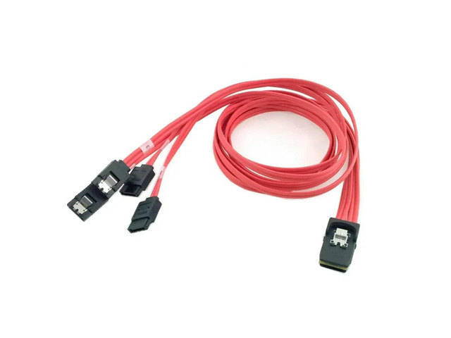 FOR Mini SAS 4i 36Pin SFF-8087 Host to 4 SATA 7Pin Hard Disk Target Fanout Cable with Latch Red Color 100cm