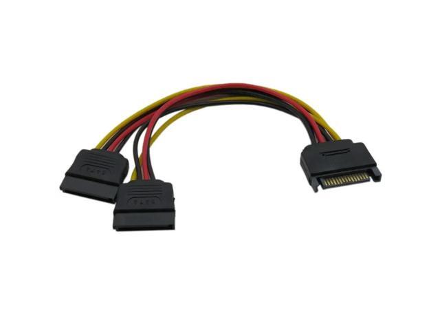 FOR 10pcs 15 Pin SATA Male to 2 SATA Splitter Female Power Cable