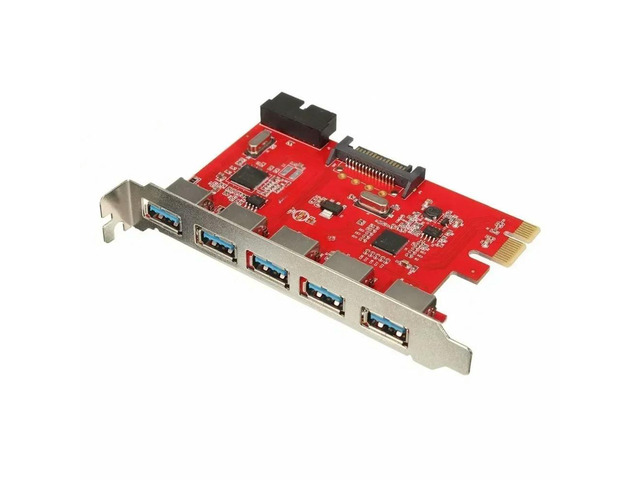 FOR PCIE TO USB 3.0 5 Port USB3.0 HUB To PCI-E Express Card Adapter 20pin 15pin SATA for XP WIN 7 8 10