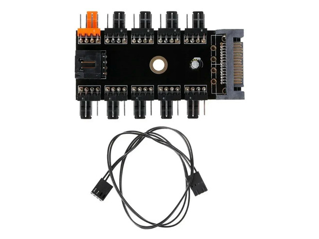 FOR PCB Adapter SATA 1 To 10 Way Splitter PWM Cooling Fan Hub 4-Pin 12V Power So