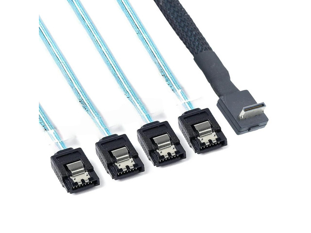 FOR PCIe PCI-Express SFF-8611 4i 42P male 90 degree to 4X SATA 7P female straigh