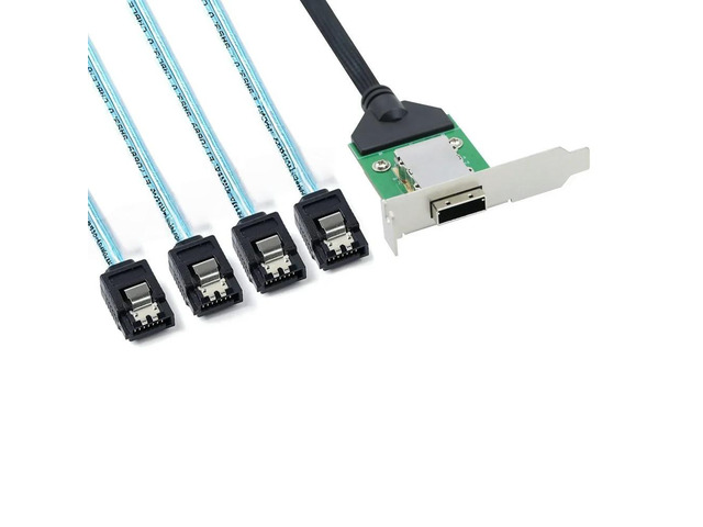 FOR Mini SAS SFF-8088 HD 26Pin Female to 180 Degree 4-Port SATA High Speed Serve