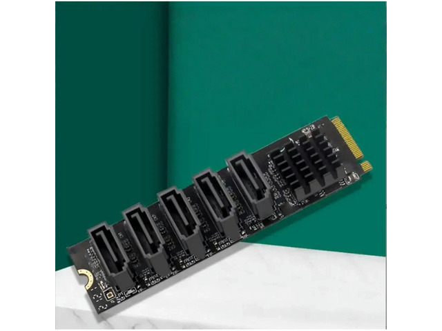 FOR JMB585 Chip Expansion Card for M.2 MKey PCIe NVMe SSD to 5 Ports SATA III 6Gb/s - Adapter Card Accessories