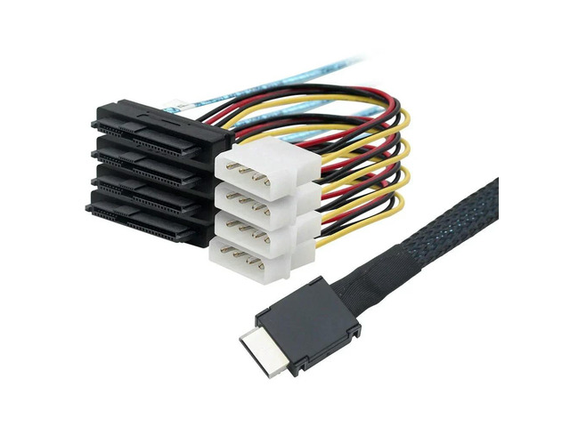 FOR PCIe PCI-Express SFF-8611 4I STR to SFF-8482 with 4X Molex Power Connectors 