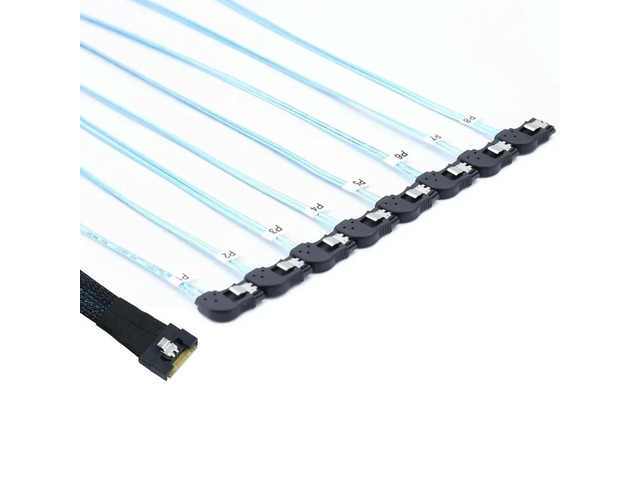 FOR Premium 4.0 SFF-8654 8i to 8-port SATA Left Angled Hard Disk Adapter Cable