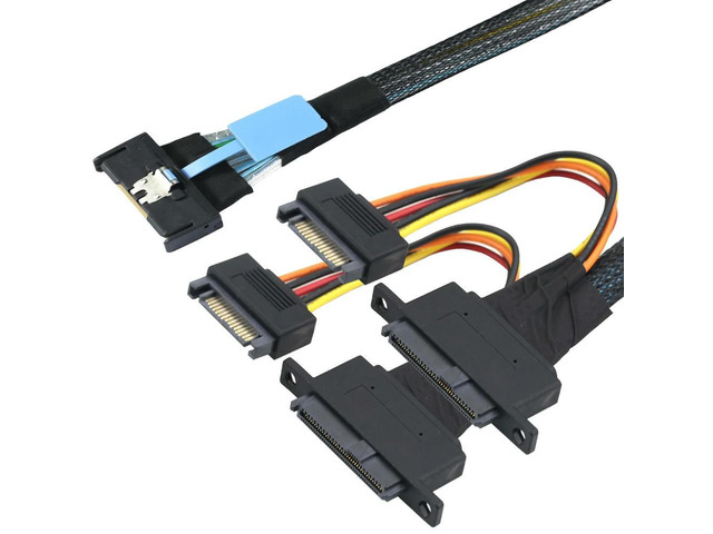 FOR PCIe 5.0 MCIO 8i 74Pin to Dual SFF-8639 U.2 NVMe Adapter Cable for Server Wo