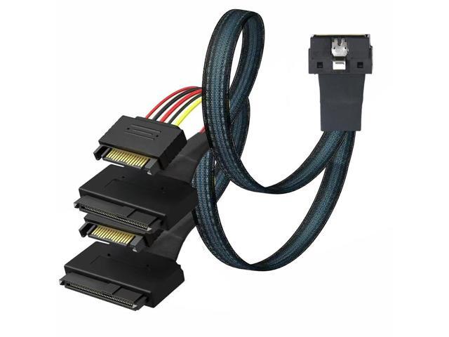 FOR PCI-E LP Low profile SFF-8654 8I 74P to 2X SFF-8639 U.2 U2 with 15P SATA power NVME for SSD Cable