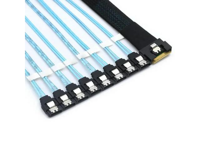 FOR 8-Port SATA Cable PCIe SlimSAS SFF-8654 8i to 8x SATA Female HDD SSD Data Cable for Desktop Server Storage