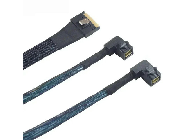 FOR SlimSAS SFF-8654 8i to Dual-Port Mini SAS HD SFF-8643 Right Angle Cable - Hi
