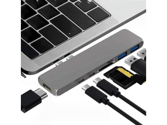 FOR 7 in 1 Dual Ports USB C Hub type c to HDMI 4K PD charging USB 3.0*2 SD TF Card Reader 5Gbps Adapter aluminum usb type-c