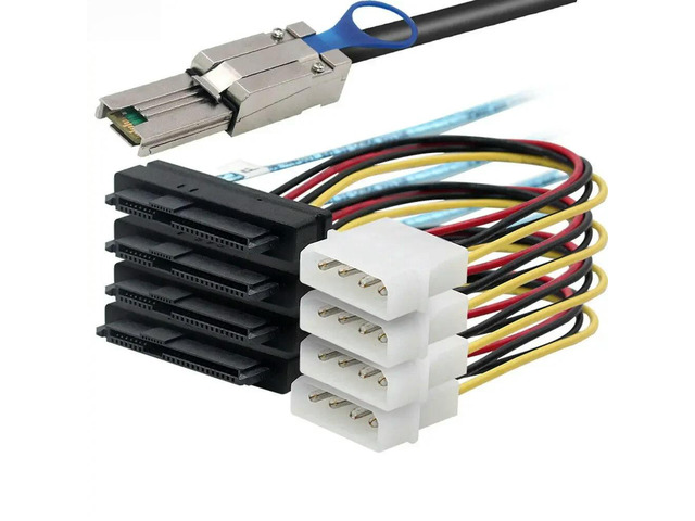 FOR MINI SAS HD SFF-8088 26P to 4 Ports SAS SFF-8482 server Adapter cable with p