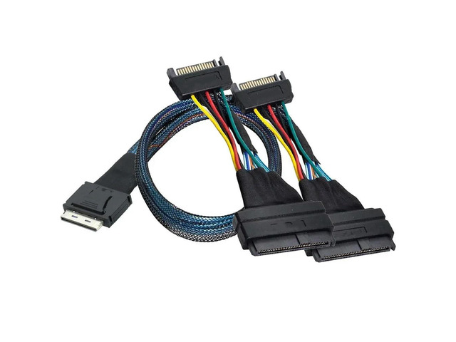 FOR SFF-8611 8i to Dual U.2 (SFF-8639) Adapter with 15-Pin SATA Power, High-Spee