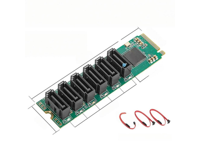 FOR M.2 (PCIe 3.0) to 6 Ports SATA III 6G SSD Adapter with 3 SATAIII Cable PCIe
