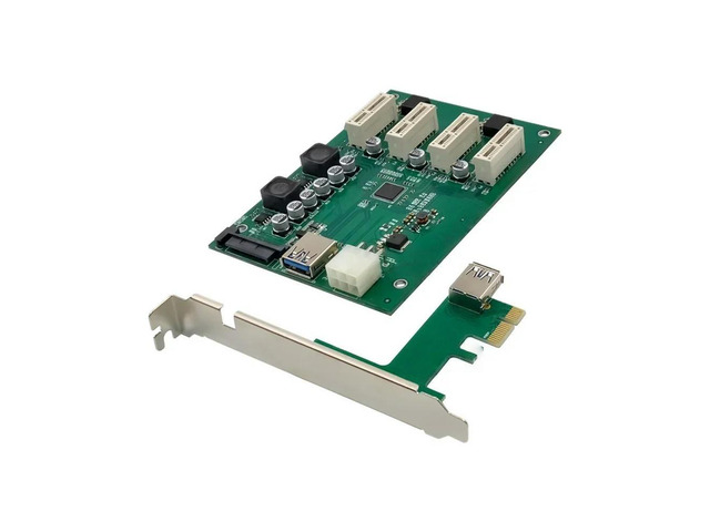 FOR PCIe 1 to 4 PCI Express 1X Slots Riser Card Mini ITX to External 4 PCI-e Slo