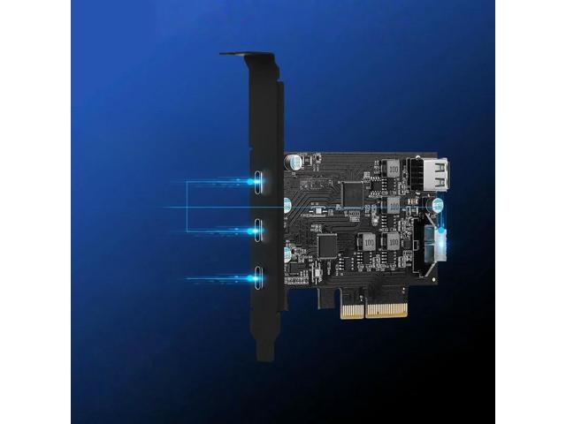 FOR High Speed 20Gbps PCIE X4 To 3 USB 3.2 TYPE-C With Internal USB2.0+TYPE-E Expansion Card