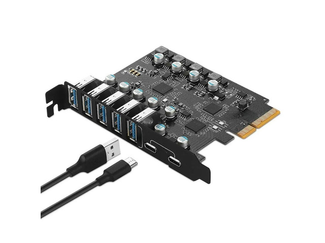 FOR Efficient PCIe X4 to USB3.2 7 Ports Expansion Card with 5 Ports TYPE-A + 2 P